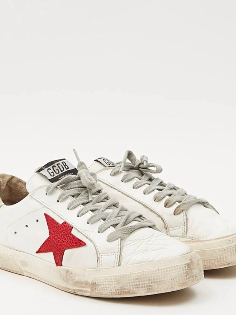 Golden Goose Superstar Sneakers With Red Star - Authentic